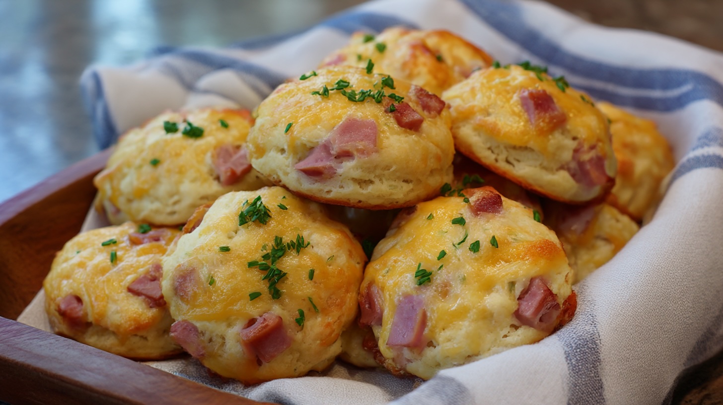 Ham and Cheese Butter Swim Biscuits